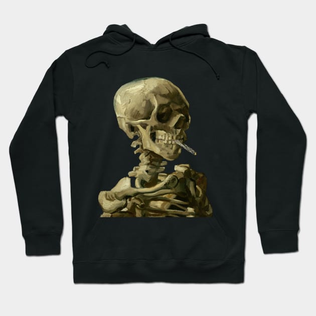 Skull with Burning Cigarette by Vincent van Gogh Hoodie by MasterpieceCafe